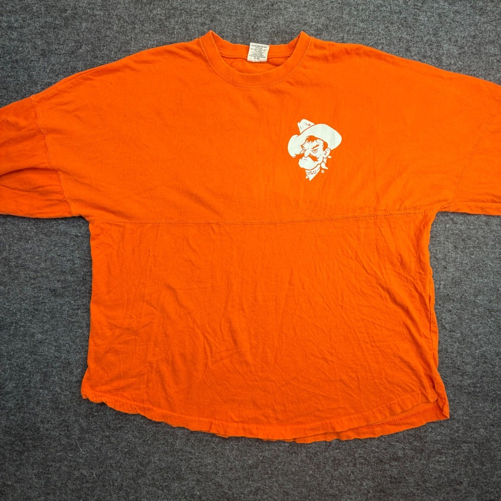 Oklahoma State Cowboys Spirit Jersey Women Small Orange Osu Three Square Tee View 3